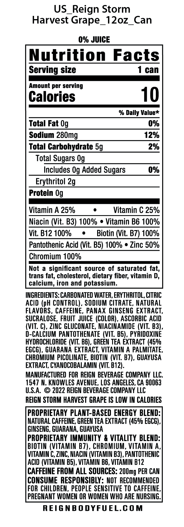 (5 pack) Energy Drink, Harvest Grape Flavor, 12 oz Can