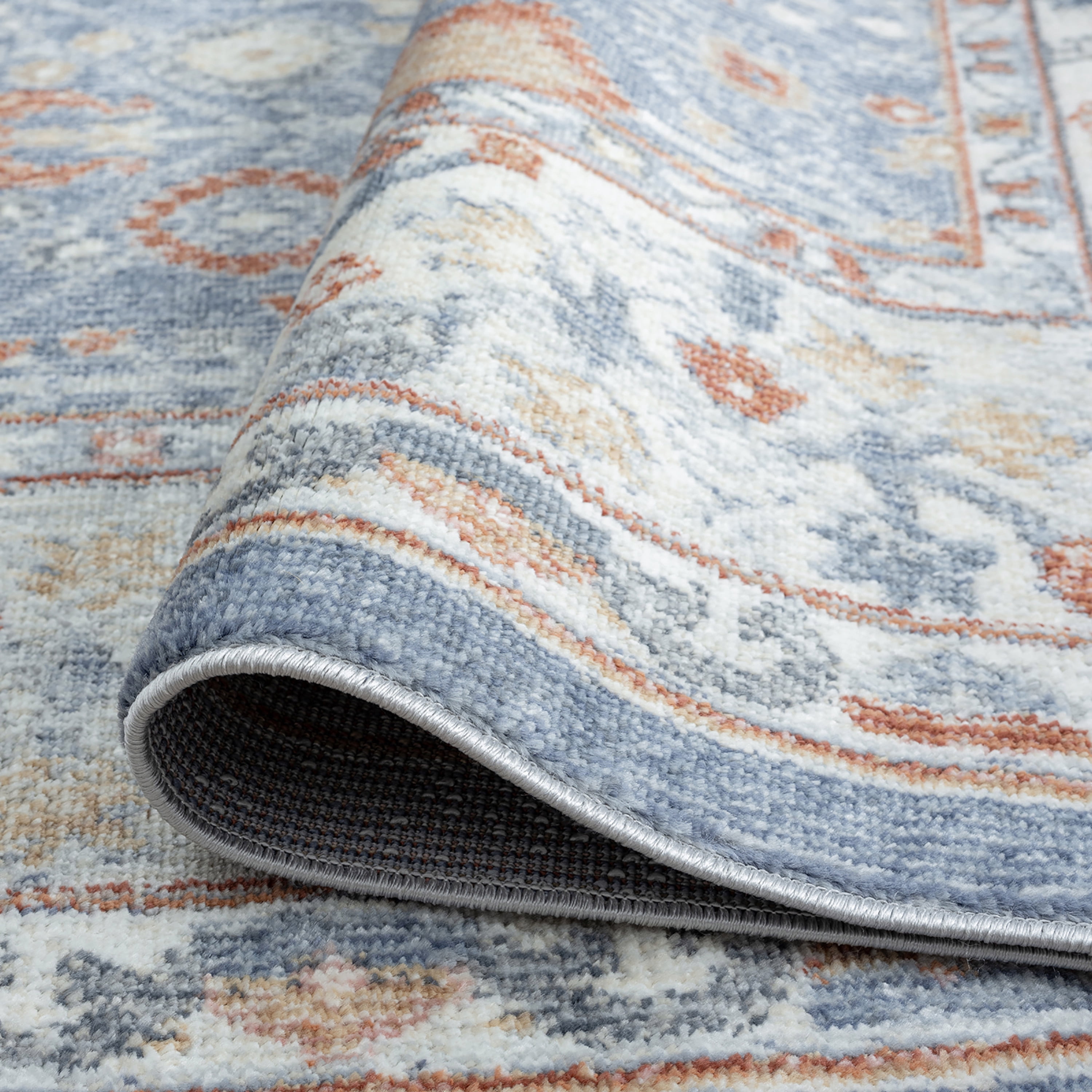 Allure Traditional 2' x 3' Navy and Rust Polypropylene Indoor Area Rug
