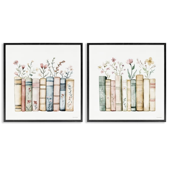 Stupell Industries Floral Stories & Blossoms 2 Piece Black Framed Giclee Art Set, design by Svetlana Aleynikova