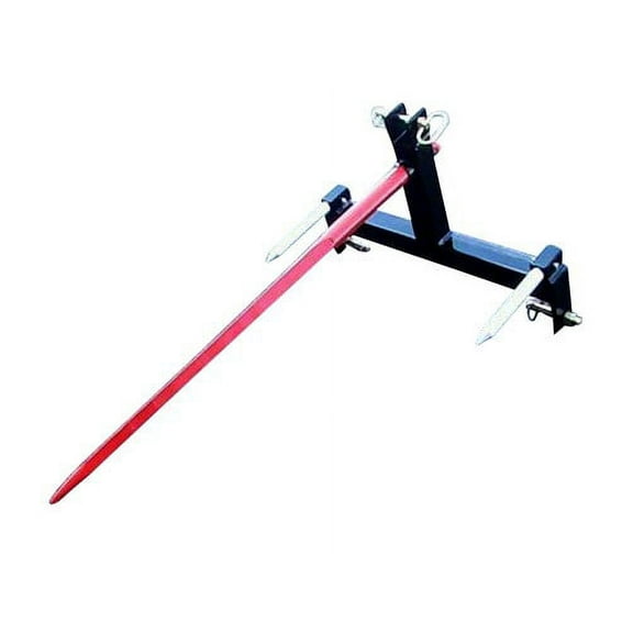 Category 1 Tractor 3 Point Attachment with Hay Bale Spear 49" and 2 Stabilizer spikes, Convertible to Category 2