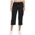 thumbnail image 1 of Pants Women Ladies Cargo Capris Hiking Pants Drawstring High Waisted With Pockets Trousers Women Black S, 1 of 6