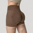 thumbnail image 7 of Women's Ribbed Seamless Biker Shorts with Stretch Fabric and Smooth Fit - Large, Brown, 7 of 7