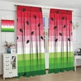 thumbnail image 3 of Funny Fruit Curtains for Kids,Summer Watermelons Rainbow Design Red Green Stripes Curtains for Girls Bedroom Living Room Study Window Drapes 2 Panels Set,Total Size 84" x 84", 3 of 5