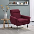 thumbnail image 2 of Accent Chair, Linen Fabric Upholstered Leisure Chair Armchair with High Back and Metal Legs, Comfy Single Sofa Chair Reading Chair TV Chair for Living Room Bedroom Office and Small Space, Wine Red, 2 of 7