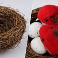 thumbnail image 5 of Artificial Sparrow Nest Set, 2 Clip On Birds with Rattan Nest and Faux Eggs, Realistic Feathered Ornaments for Tree and Wreath - Red, 5 of 6