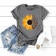thumbnail image 2 of Gibobby Camisetas de verano para mujer Girasol Impreso O Cuello Camiseta Mujer Loose Fit Floral Impreso Camiseta Ropa Mujer(Gris,G), 2 of 4