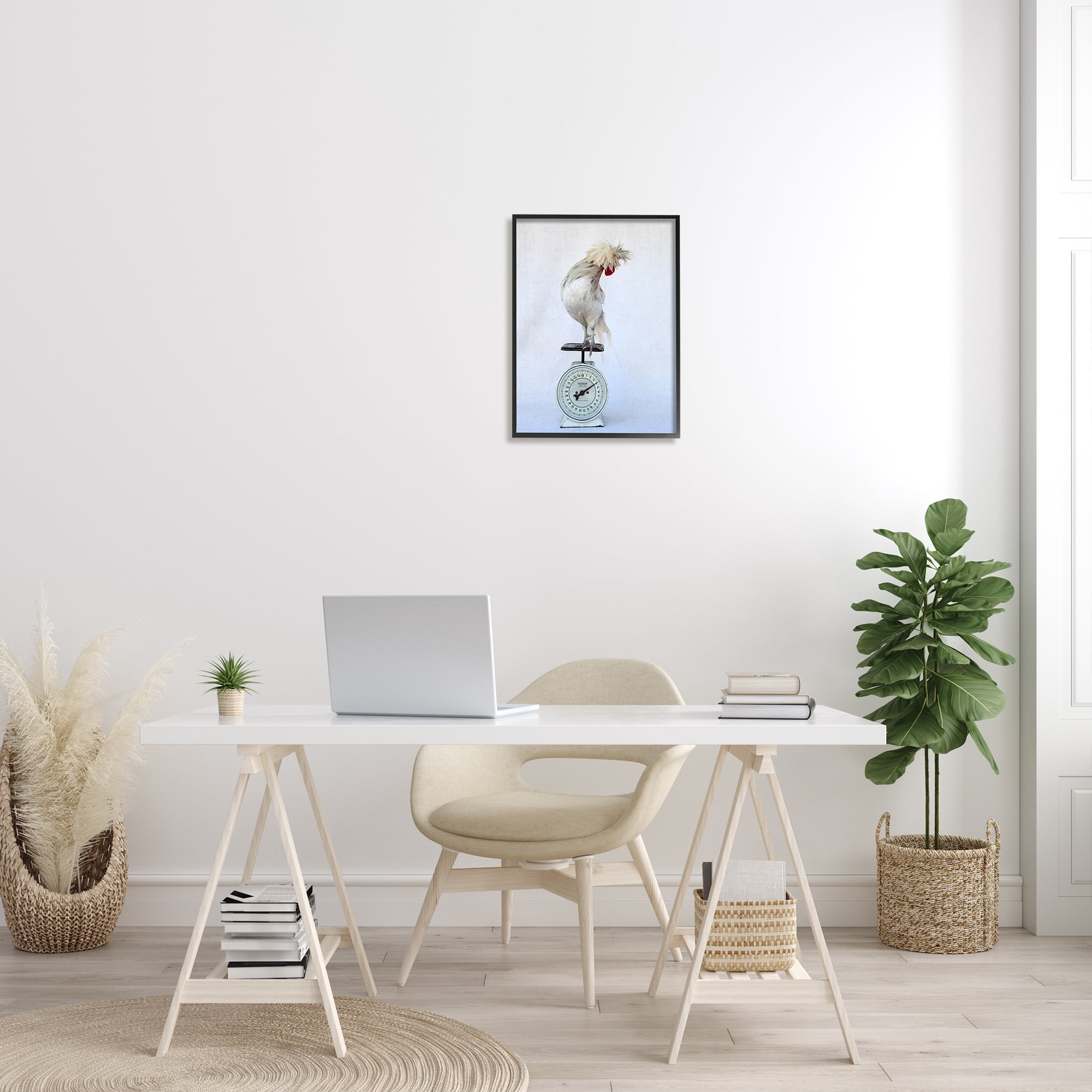 Stupell Industries White Bird Standing Vintage Kitchen Scale Photography Photograph Black Framed Art Print Wall Art, Design by Tania Soderman