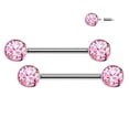 thumbnail image 1 of BodyJewelryOnline Nipple Barbell Implant Grade Titanium with CZ bezel Set Internally Threaded Women, 1 of 6