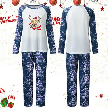 

Christmas Pajamas For Family Women S Snow Deer Print Long Sleeve Casusal Sleepwear Family Christmas Pjs Matching Sets