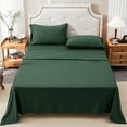 thumbnail image 3 of PURE ERA Jersey Knit 4pc Bed Sheet Set 100% T-Shirt Cotton Soft Comfy Solid Forest Green Queen, 3 of 8