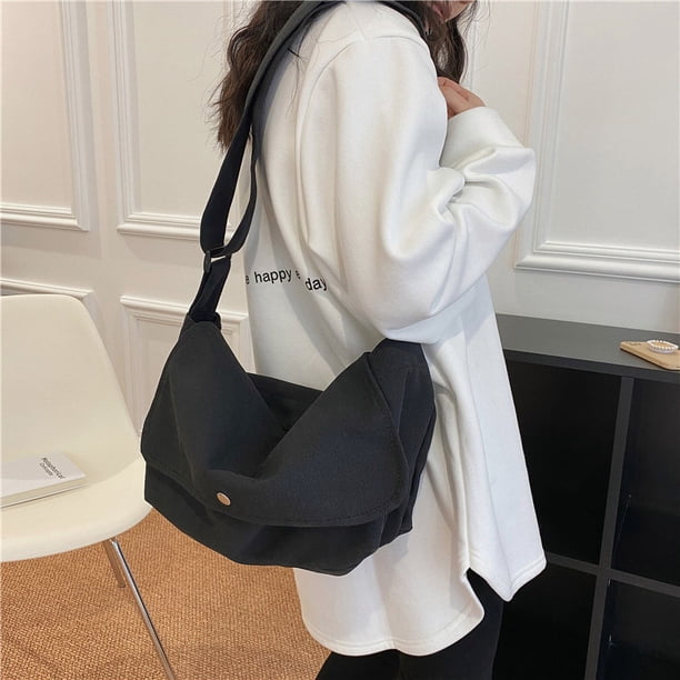 Bolso de mujer de color sólido estilo literario bolso de hombro bolso de mensajero simple bolso de hombro de estudiante femenina