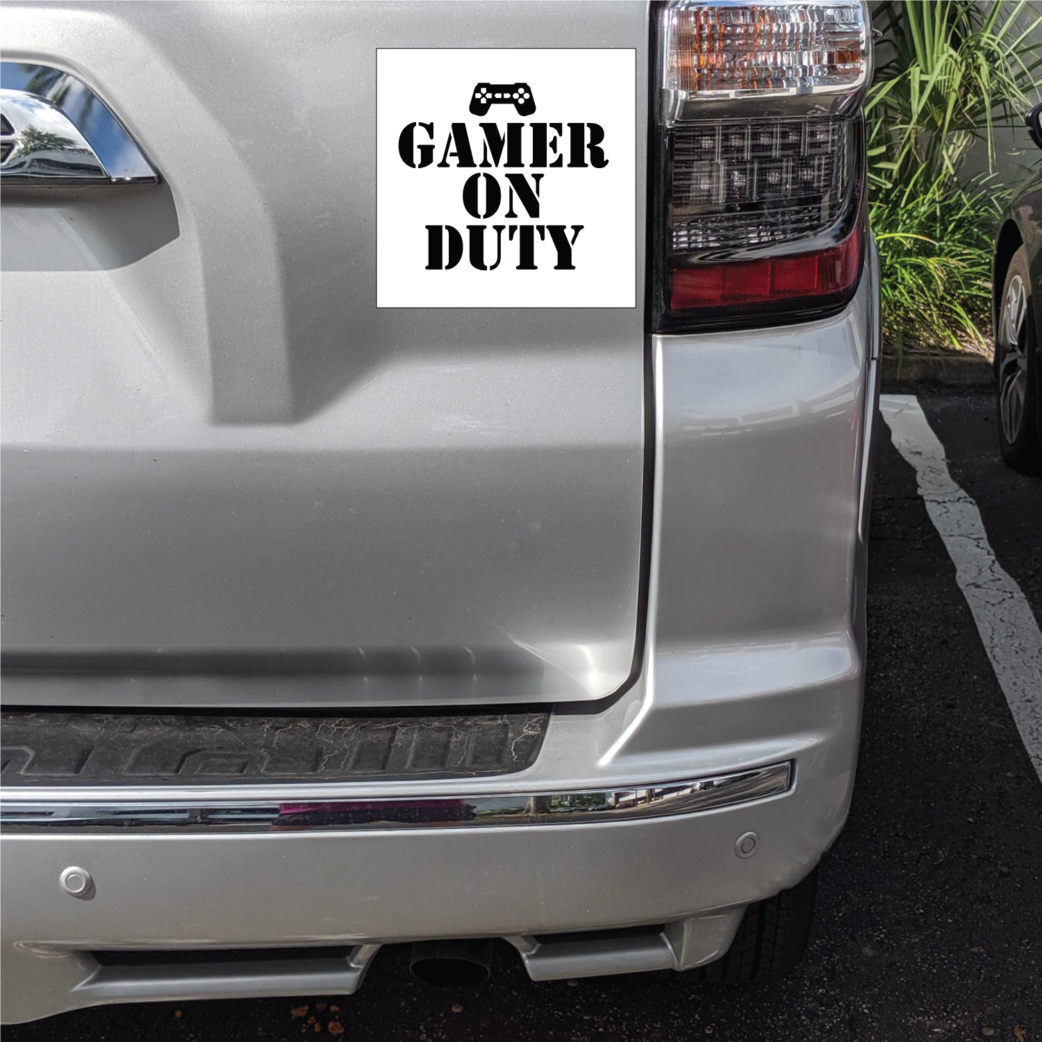 DistinctInk Custom Bumper Sticker - 8" x 8" Decorative Decal - White Background - Gamer on Duty Video Games - image 2 of 2