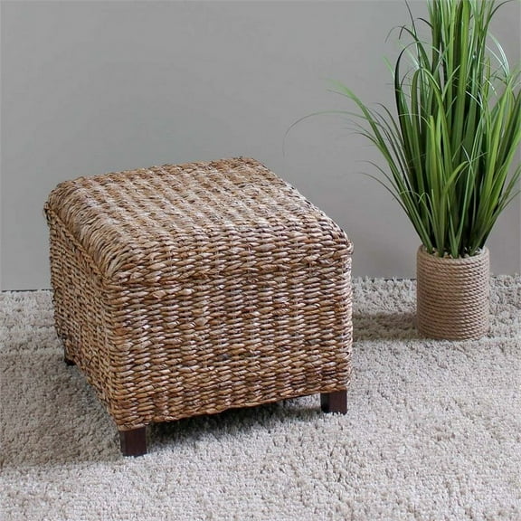Pemberly Row Square Abaca Ottoman in Natural