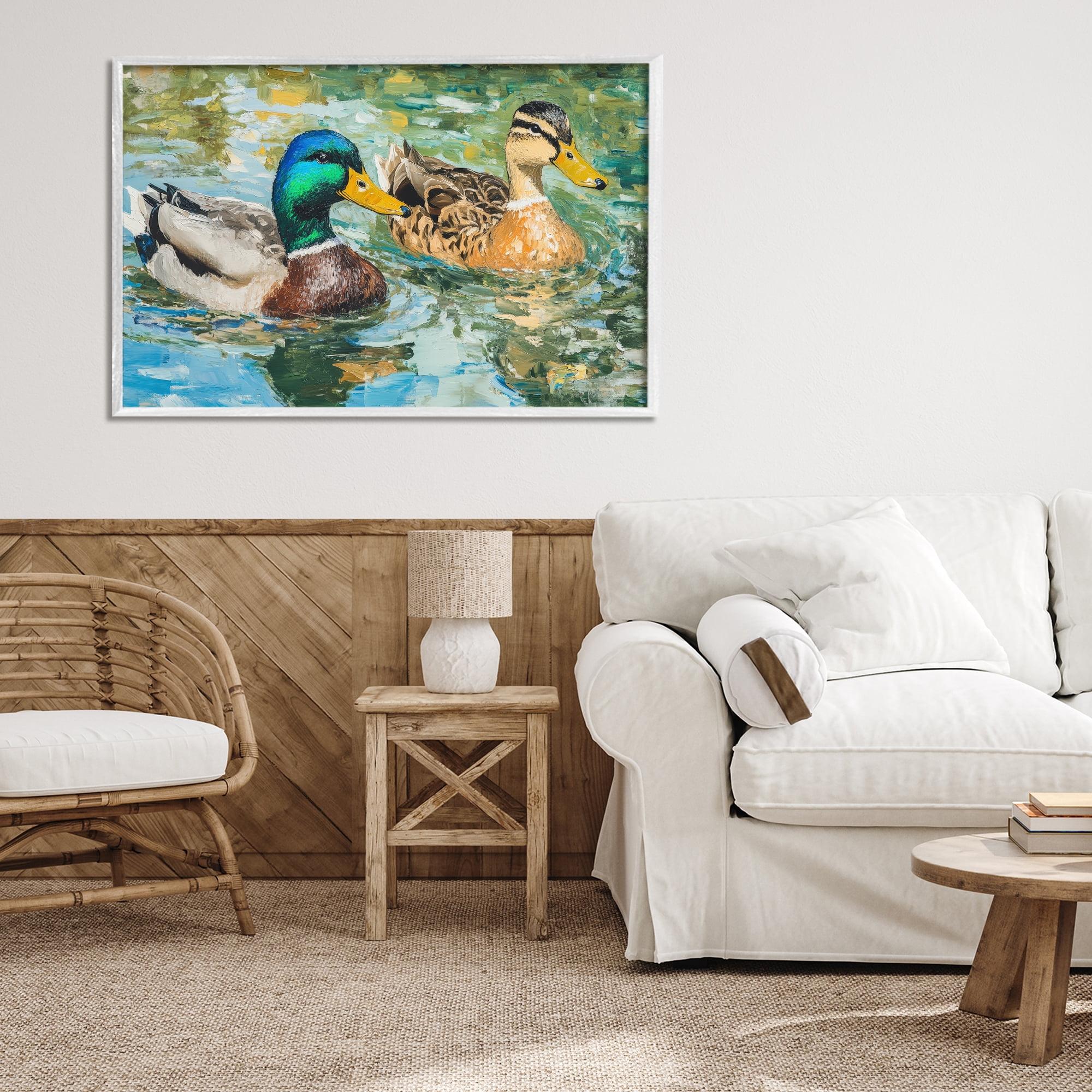 Stupell Industries Ducks Out For A Swim White Framed Giclee Art, design by Petal Prints Design