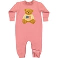 thumbnail image 2 of Inktastic Vintage Patriotic Bear with American Flag Sweater Baby Fleece Romper, 2 of 4