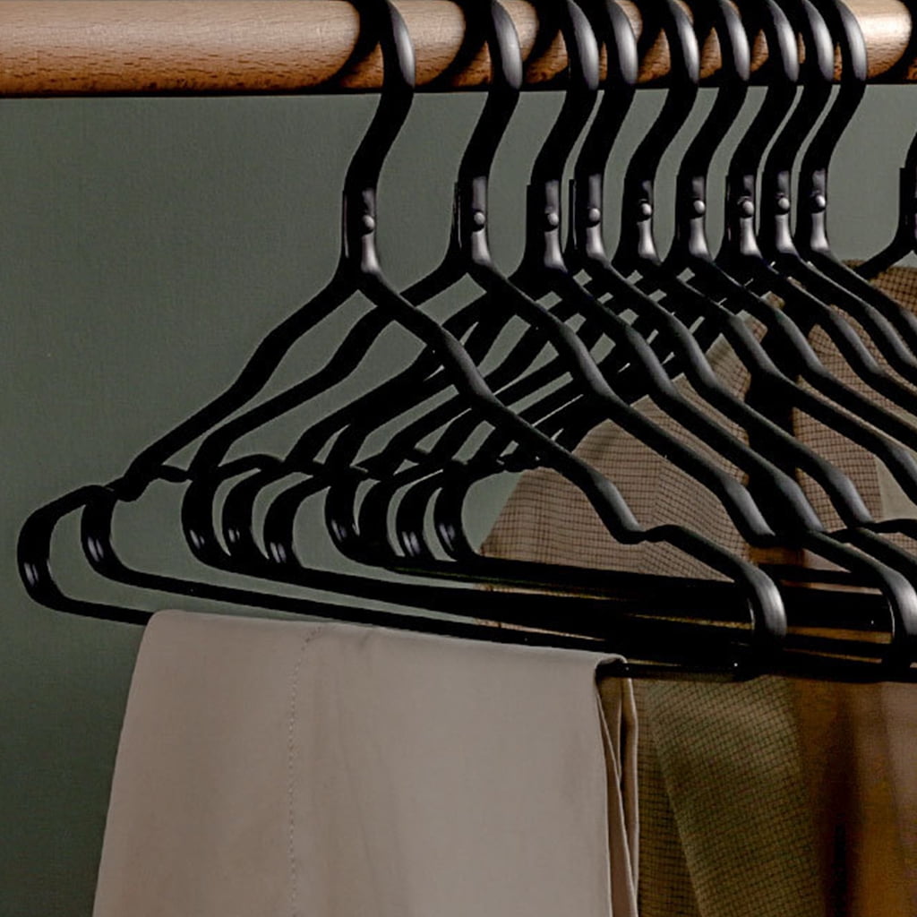 10Pcs Aluminum Alloy Metal Clothes Hangers Non-Deformed Heavy Duty Coat Drying Rack with Groove for Jacket Shirts Pants