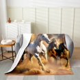thumbnail image 2 of White Brown Horses Printed Blanket ,Wild Animal Throw Blanket,Chic Unique Horse Fleece Blanket,Farmhouse Animal Fuzzy Blanket 40x50 Inch for Living Room, 2 of 4