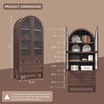 thumbnail image 3 of Arch Bookshelf with Storage Set of 2, Tall Bookcase with Glass Doors & Drawers, 3 of 7