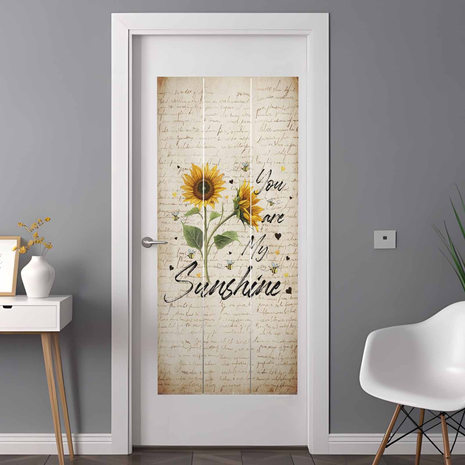You Are My Sunshine Window Privacy Film Sunflower Flower Bee Farm Decorative Glass Window Film UV Blocking Static Cling Non-Adhesive Sticker Covering for Home Door 35.4x78.7 inches