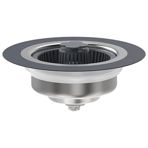 2-in-1 Kitchen Sink Stopper with Silicone Floor Cover & Basket | Stainless Steel & Rubber Strainer, Prevents Clogs & Hair, Easy to Clean & Install