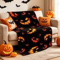 thumbnail image 5 of Fmbmuo Orange Halloween Spooky Pumpkin Throw Blanket , Warm Soft Cozy Decorative , For Sofa Couch Bed Home Holiday Decoration, 5 of 9