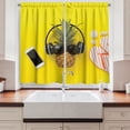 thumbnail image 2 of Ambesonne Yellow Kitchen Curtains, Pineapple Sunglasses Print, 55"x39", Burnt Sienna and Dark Orange, 2 of 3