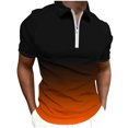 thumbnail image 2 of SEAOPEN Mens Zipper Shirts Short Sleeve Moisture Wicking Outdoor Golf Shirt Collared Athletic Tennis Today Orange,L, 2 of 5