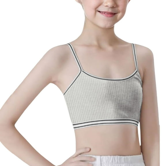 RUTAYY Children Girl's Bra Crop Top Seamless Sports Bra Training Camisole Style Lightweight Seamless Classic Style, Grey