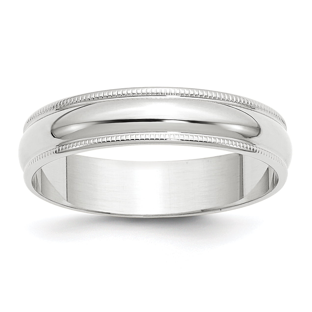 14K White Gold 5mm Lightweight Half Round Domed Milgrain Wedding Band
