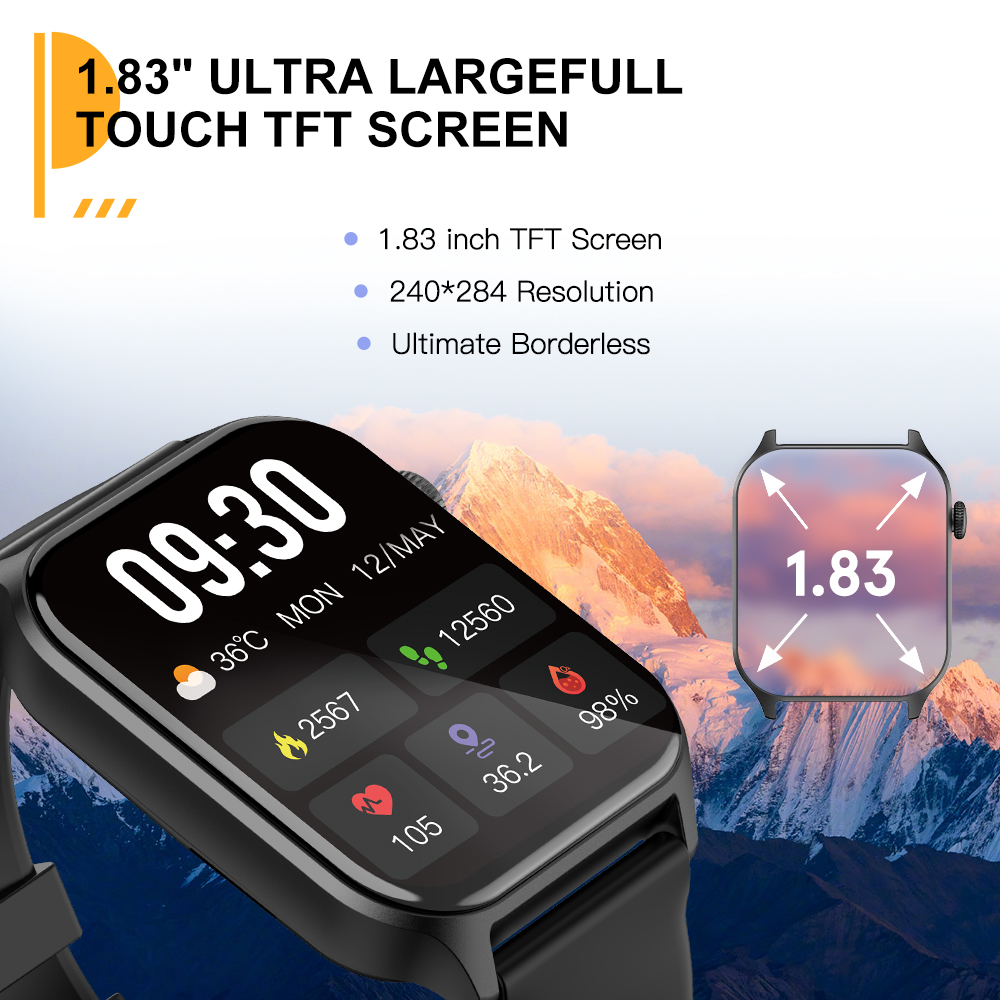 Smart Watches for Women, 4.6CM'' Outdoor Digital Fitness Watch with Multi-Function for Fitness, Daily Use, Compatible with IOS & Android-Pink