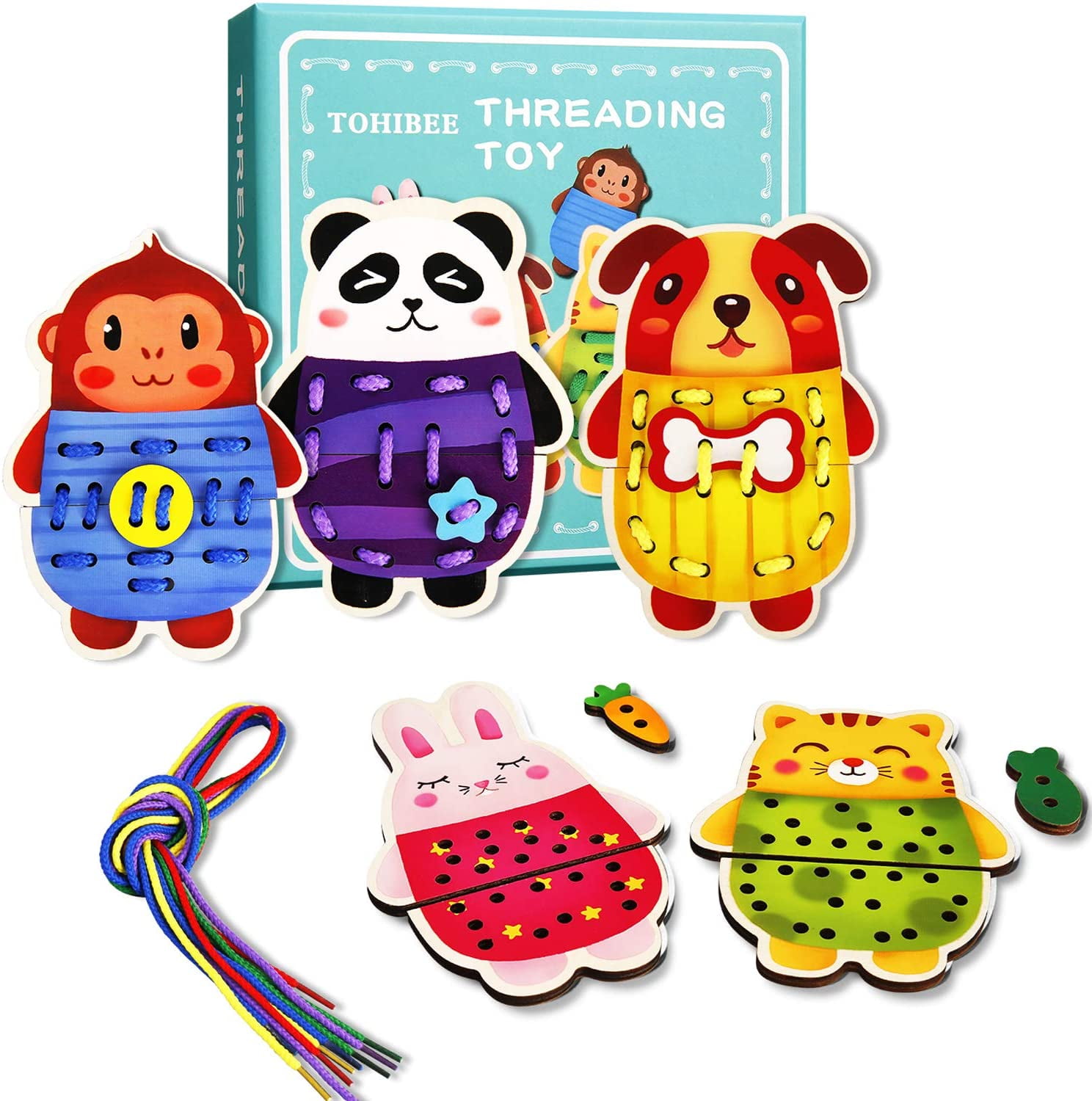 5 Pcs/box Animal Threading Puzzle Toys Montessori 