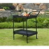 Wicker Lane ORI002-D Outdoor Black Wicker Patio Furniture Serving Cart