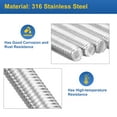 thumbnail image 3 of M10x120mm Fully Threaded Rod, 2Pcs 316 Stainless Steel 1.5 Pitch Threaded Screw, 3 of 7