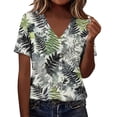 thumbnail image 2 of PNTUTB Summer Women's Versatile Trend Fashion Printed Casual V Neck Loose Comfortable Short Sleeve T Shirt, 2 of 6
