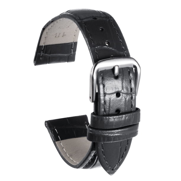 Cuero Reloj Correa 20mm Relieve Patrón Vaca Cuero Reloj Correa Reemplazo con Resorte Barras para Hombre y Mujer, Negro