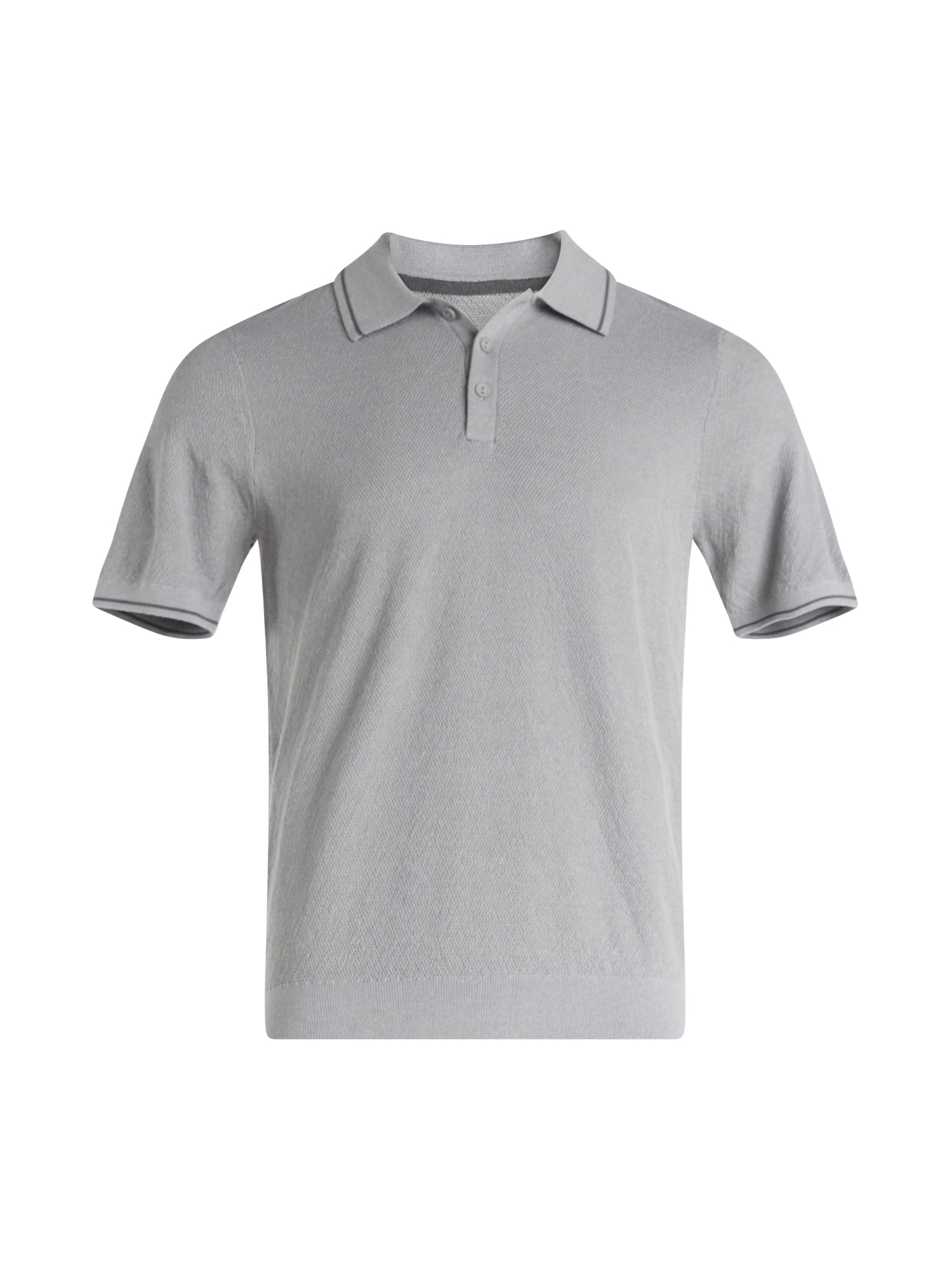 Free Assembly Men's Textured Tipped Polo Shirt with Short Sleeves, Sizes S-3XL