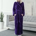 thumbnail image 3 of Defitshape Women's Plush Long Robe Soft Cozy Long Sleeve Full Length Fuzzy Fleece Bathrobe Spa Hot Tub Hotel Bath Belted Winter Fluffy Maternity Warm Kimono Pocket Purple Large, 3 of 5