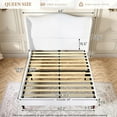 thumbnail image 6 of Neche Queen Upholstered Platform Bed Frame - 51" Tall Curved Wingback, Soft Fabric, Retro Sleigh Style, No Box Spring Needed, Easy Assembly, White, 6 of 12