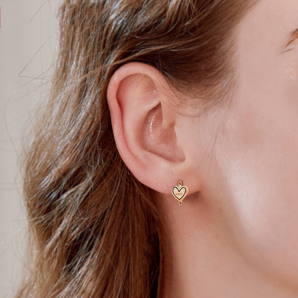 Fashion Luxury Round Heart Earrings Women Crystal Geometric Hoop Jewelry Gift