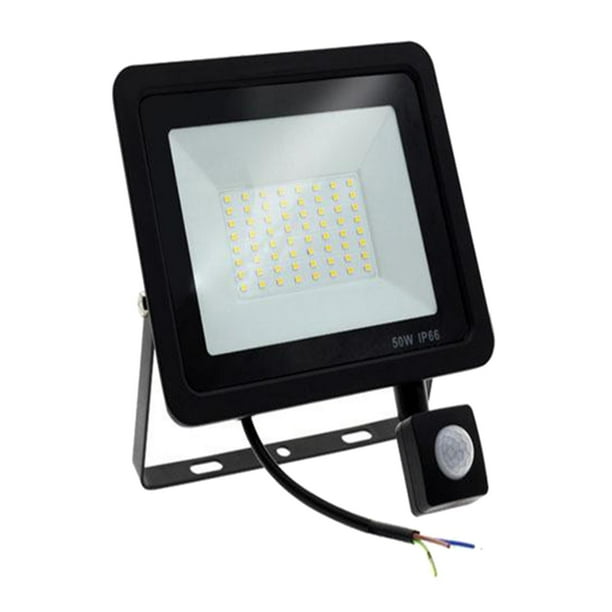Foco de seguridad para exteriores con sensor de movimiento PIR, 6500 K 50W Negro