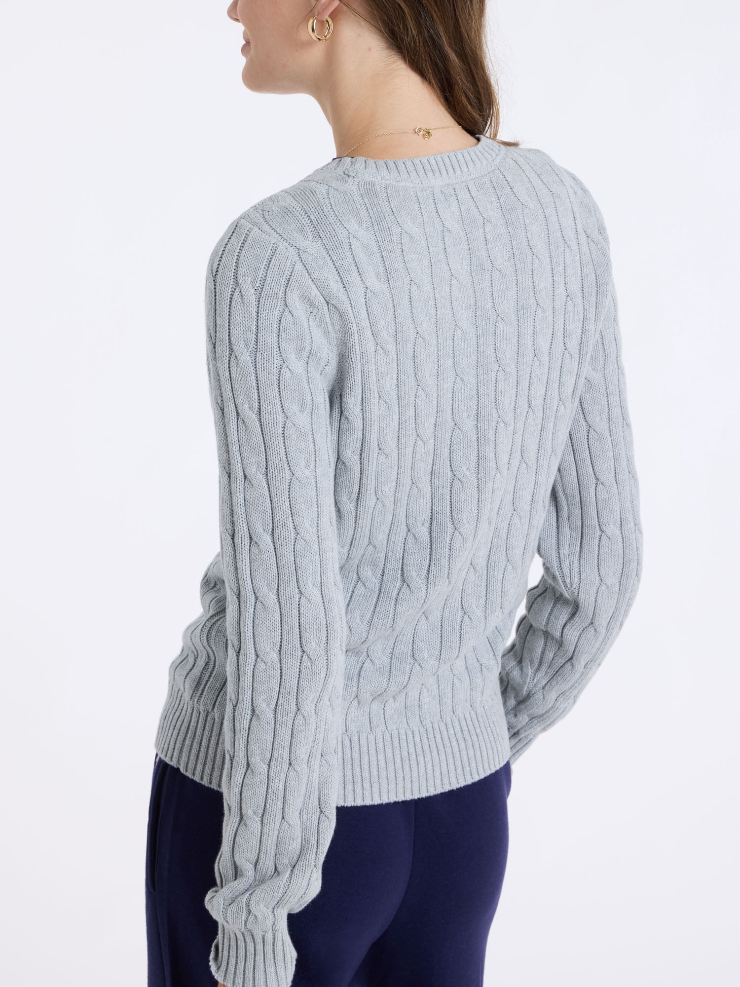 U.S. Polo Assn. Women's Classic Cable Crew Neck Sweater, Sizes XS-XL