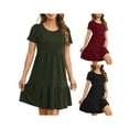 thumbnail image 6 of Biekopu Pregnant Women Dress, Solid Color Short Sleeve Round Neck Double Layer Breastfeeding Dress, 6 of 6