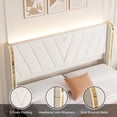 thumbnail image 4 of TROPOW Queen Bed Frame,with 4 Storage Drawers and RGB Led Lights, Velvet Platform Bed Frame with Wingback Headboard, No Box Spring Needed, Noise Free, Easy Assembly,Beige, 4 of 7