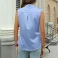 thumbnail image 6 of Aboser Button Down Shirts for Women Sleeveless Tank Tops Business Casual Office Work Shirt Silky Satin Workwear Loose Fit Collared Blouses, 6 of 7