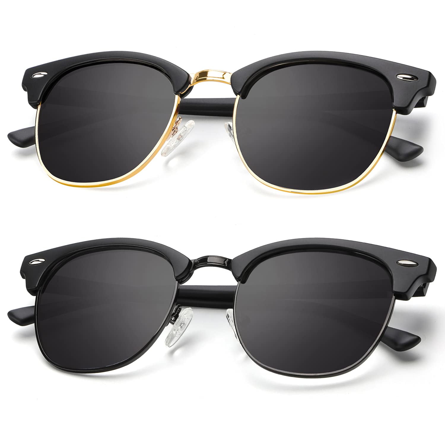 2 PAIR MEN Women Sunglasses Style Black Frame 100% UV Dark MIRROR Lens 