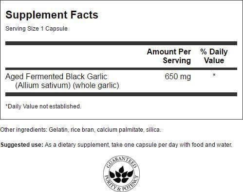 Swanson Aged Black Garlic 650 mg 30 Capsules - Walmart.com - Walmart.com