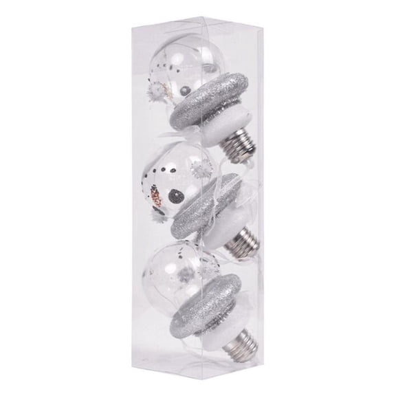 HILOGEL Glowing Christmas Led Snowman Ball Pendant Transparent Ornament for Xmas Tree Home Decoration Hanging Ornaments