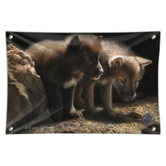 Curious Wolf Pups Wolves Home Business Office Sign