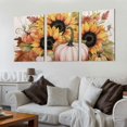 thumbnail image 2 of ONETECH Pumpkin Wall Art Dining Room Fall Farm Harvest Canvas Pictures for Kitchen Decor Country Autumn Sunflower Posters Halloween Thanksgiving Decorations Farmhouse Fall Party 12''x16''X3 Panels, 2 of 4