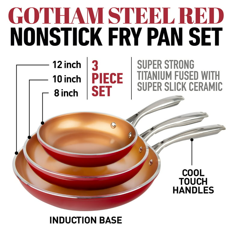 Reviews for Gotham Steel Hammered Copper 3-Piece Aluminum Ti-Ceramic Nonstick  Frying Pan Set (8 in., 10 in., and 12 in.)